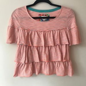 [Anthropologie Postmark Postage Stamp Ruffle Shirt